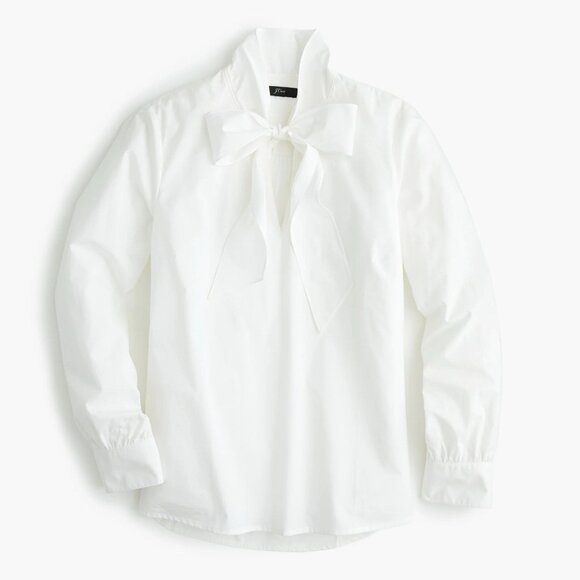 J.CREW Tops - J.Crew Women’s Top Tie Neck Blouse XL Long Sleeves 100% Cotton NWT